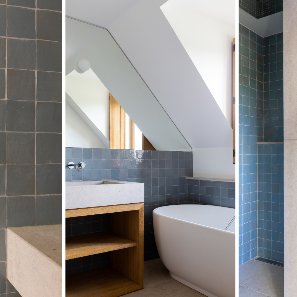 Salle e bain Zellige bleu gris Santillane Design